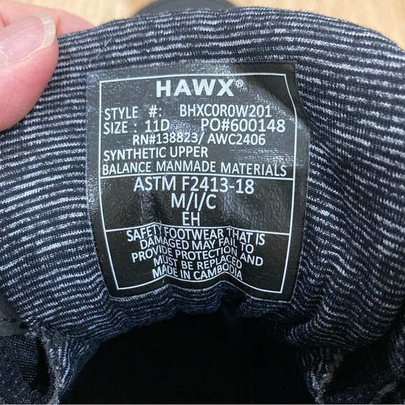 Hawx Men’s Black Work Gear Boots with Comp Toe and Durable Rubber Sole Size 11D - Picture 8 of 10